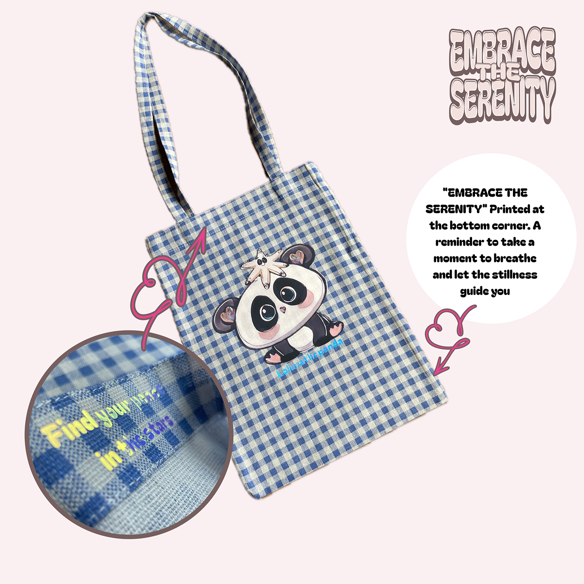 Embrace The Serenity Tote - Checked Blueberry